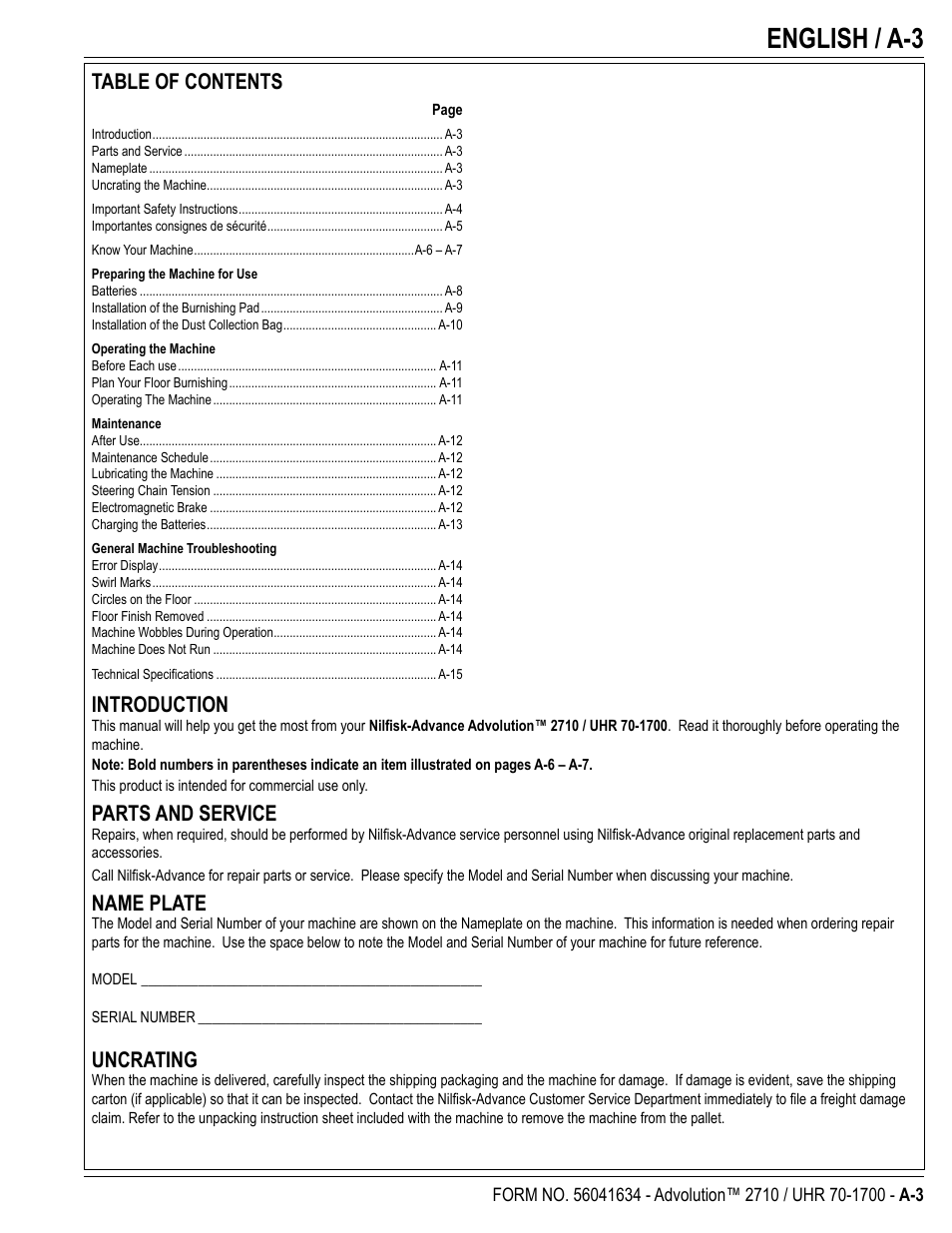 Nilfisk-Advance America Advolution UHR 70-1700 User Manual | Page 3 / 30