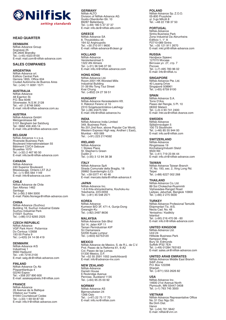 Nilfisk-Advance America C 125.3 User Manual | Page 20 / 20