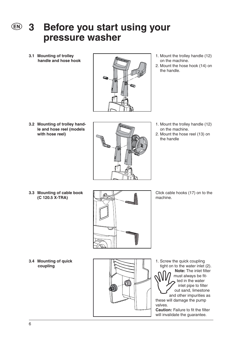 3 before you start using your pressure washer | Nilfisk-Advance America C 125.3 User Manual | Page 6 / 20