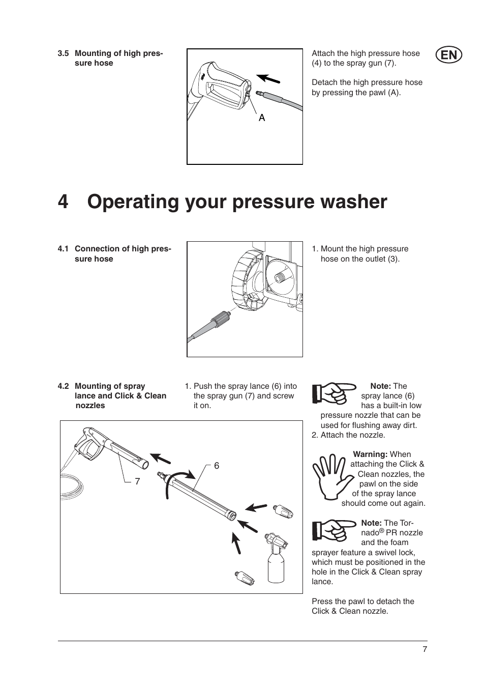 4 operating your pressure washer | Nilfisk-Advance America C 125.3 User Manual | Page 7 / 20