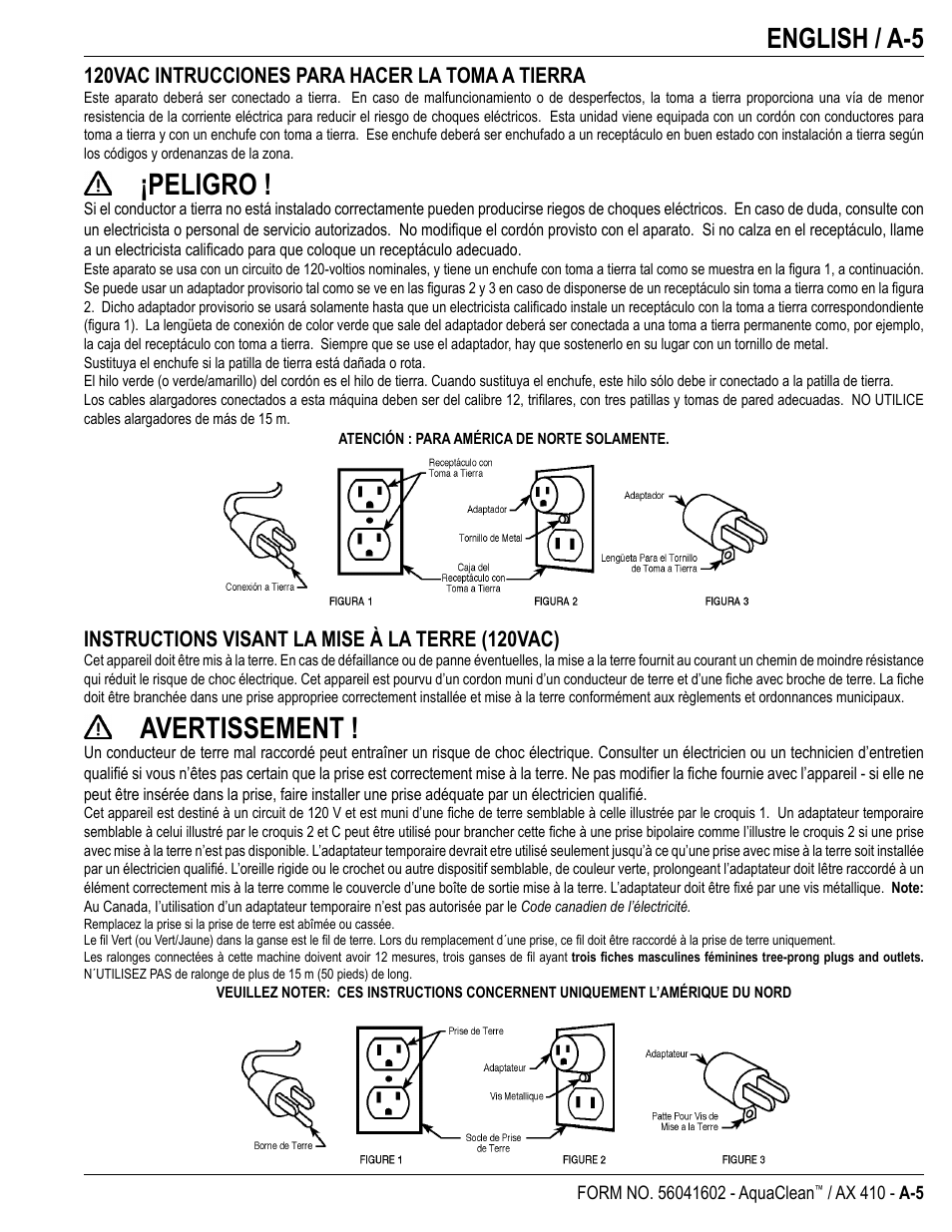 Peligro, Avertissement, English / a-5 | Nilfisk-Advance America 18ST User Manual | Page 7 / 32