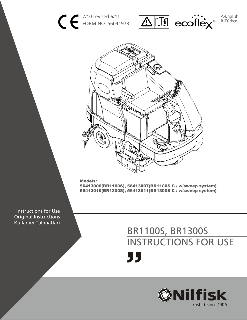 Nilfisk-Advance America ECOFLEX BR1100S User Manual | 50 pages