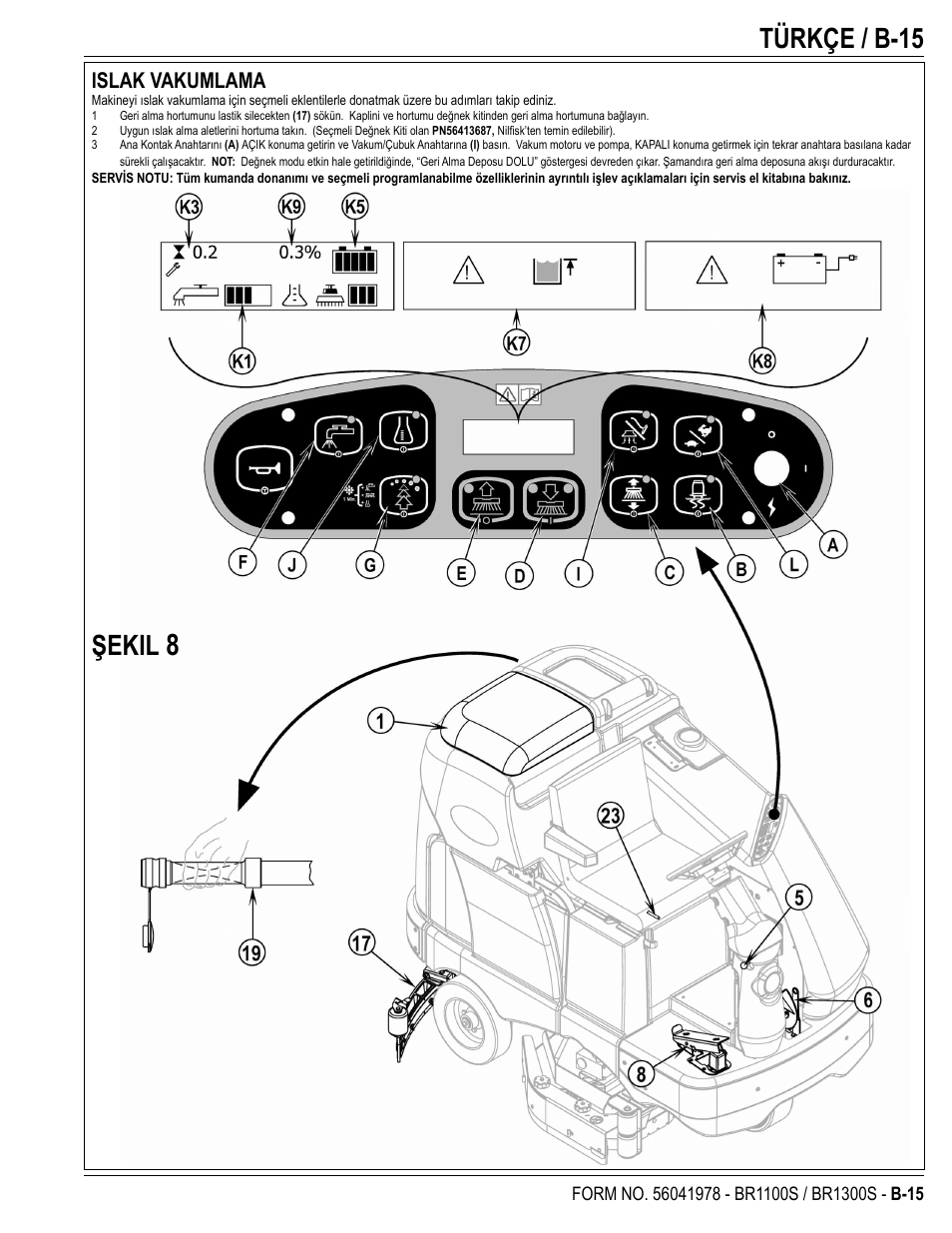 Türkçe / b-15, Şekil, Islak vakumlama | Nilfisk-Advance America ECOFLEX BR1100S User Manual | Page 39 / 50