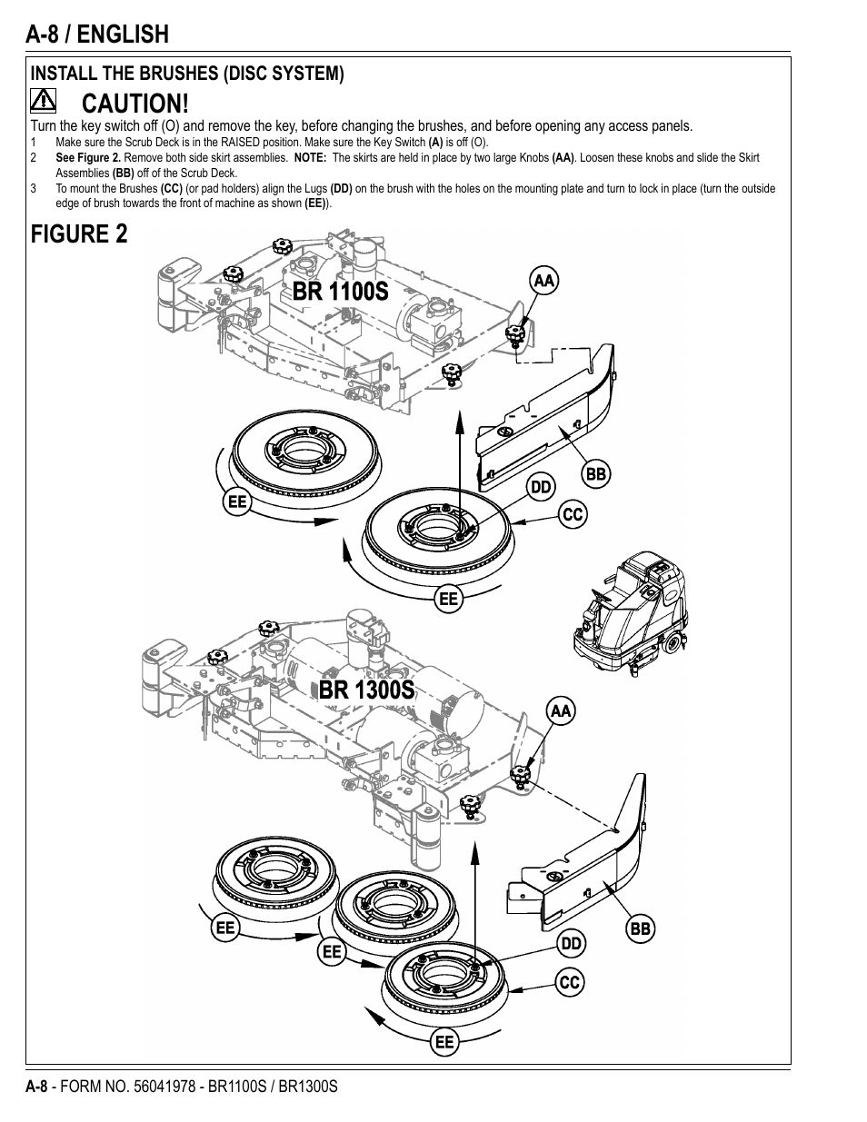 Caution, A-8 / english, Figure | Nilfisk-Advance America ECOFLEX BR1100S User Manual | Page 8 / 50