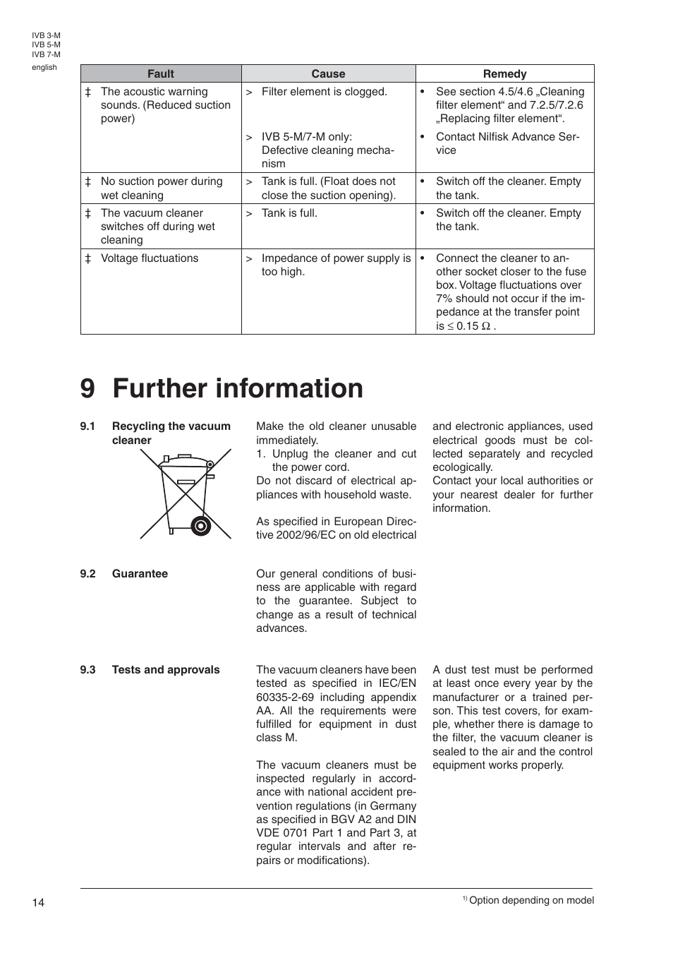 9 further information | Nilfisk-Advance America IVB 7-M User Manual | Page 16 / 18