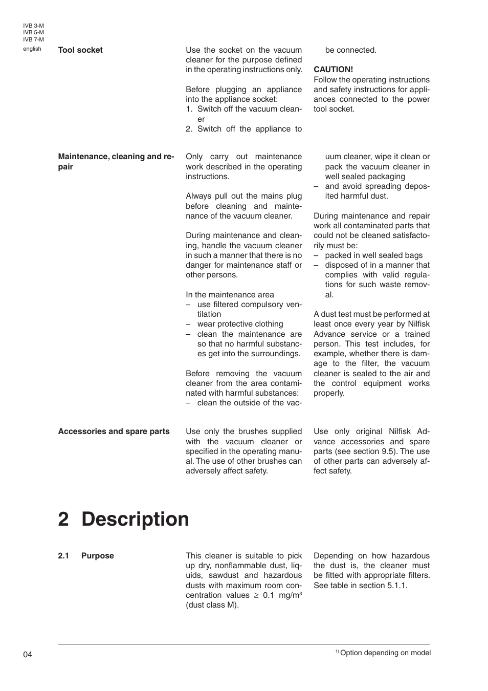 2 description | Nilfisk-Advance America IVB 7-M User Manual | Page 6 / 18