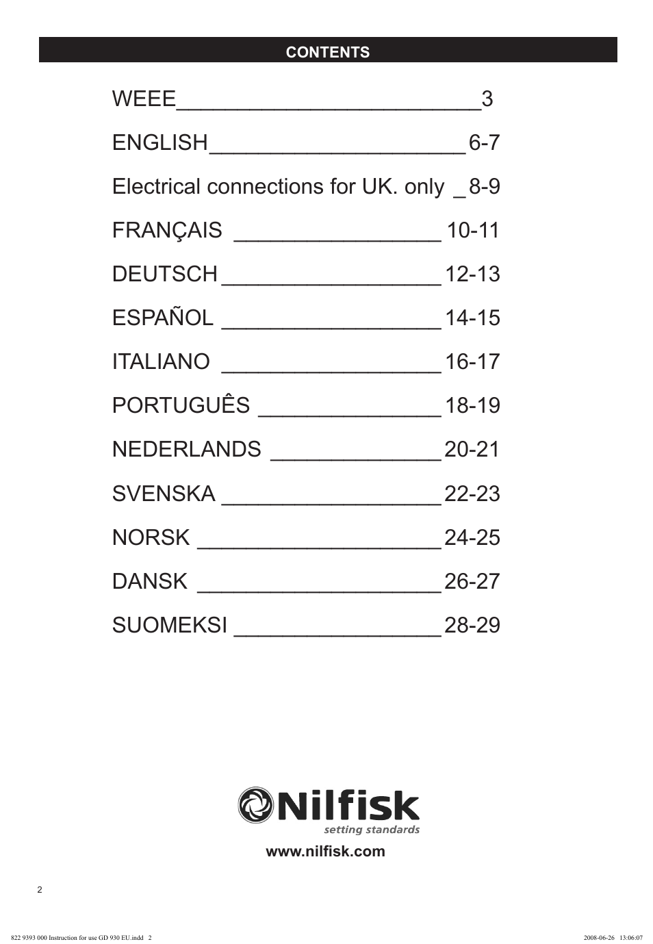 Nilfisk-Advance America GD 930 User Manual | Page 2 / 32