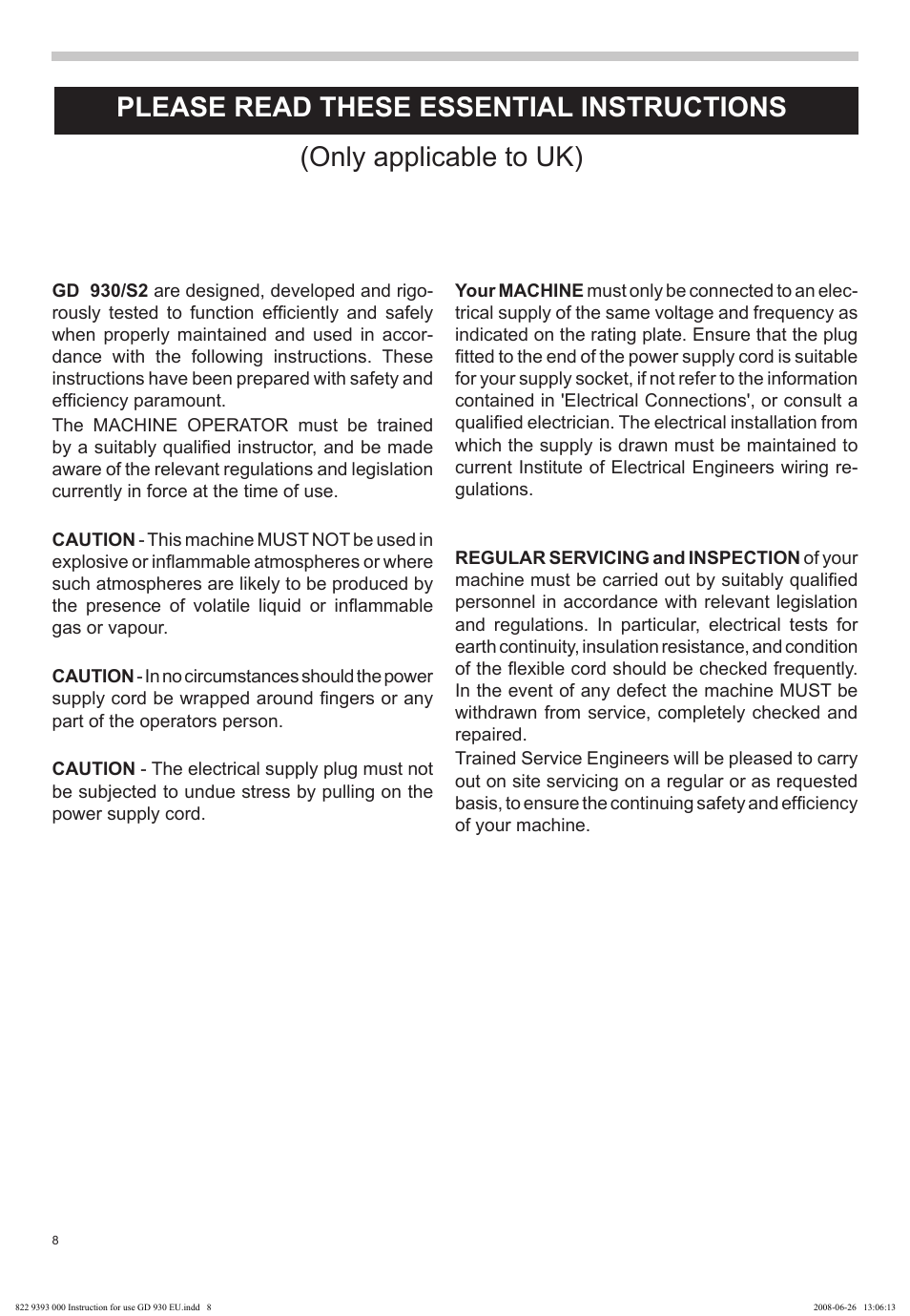 Nilfisk-Advance America GD 930 User Manual | Page 8 / 32