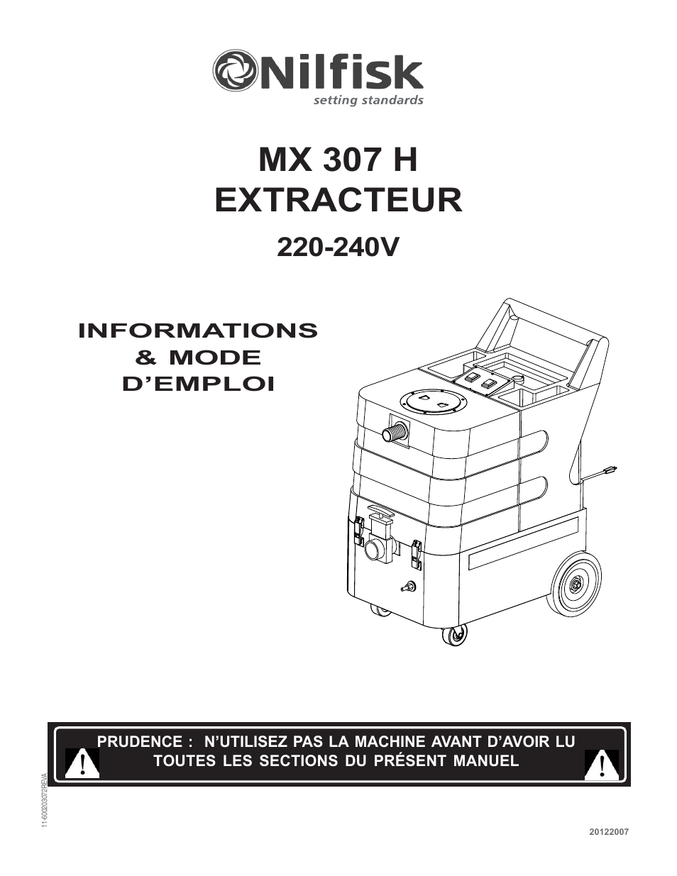 Mx 307 h extracteur, 240v | Nilfisk-Advance America MX 307 H User Manual | Page 10 / 72