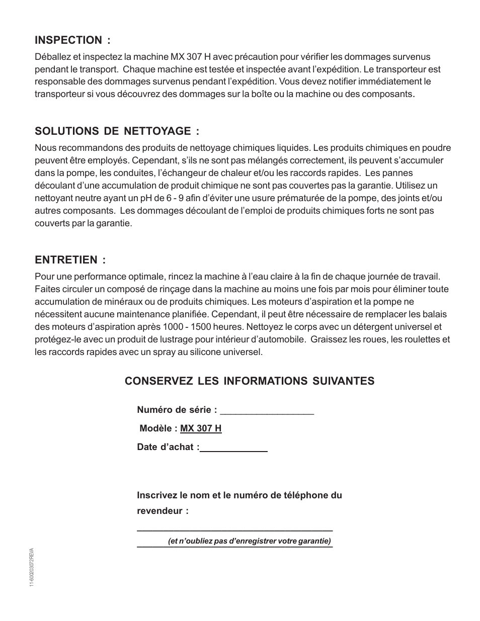 Nilfisk-Advance America MX 307 H User Manual | Page 12 / 72