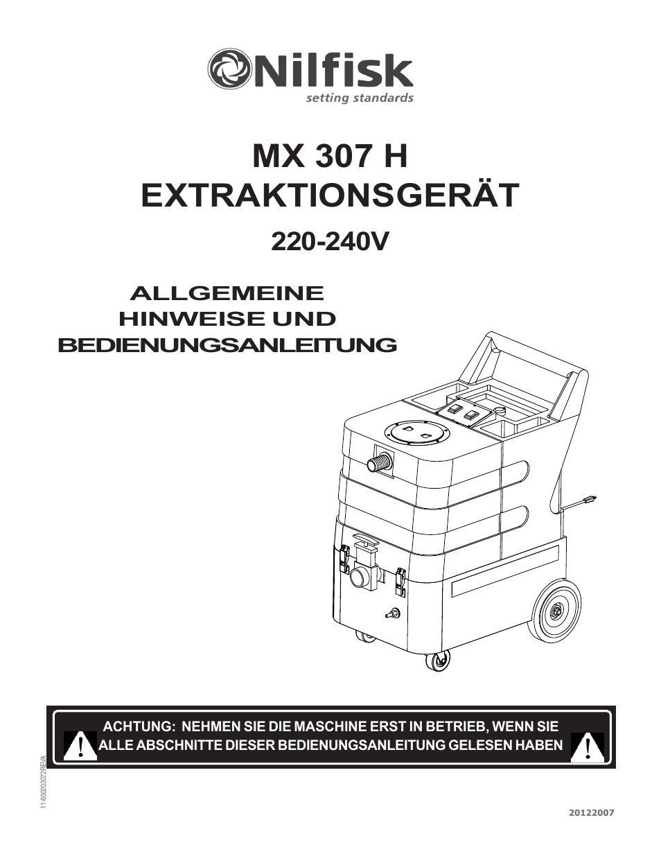 Mx 307 h extraktionsgerät, 240v | Nilfisk-Advance America MX 307 H User Manual | Page 37 / 72