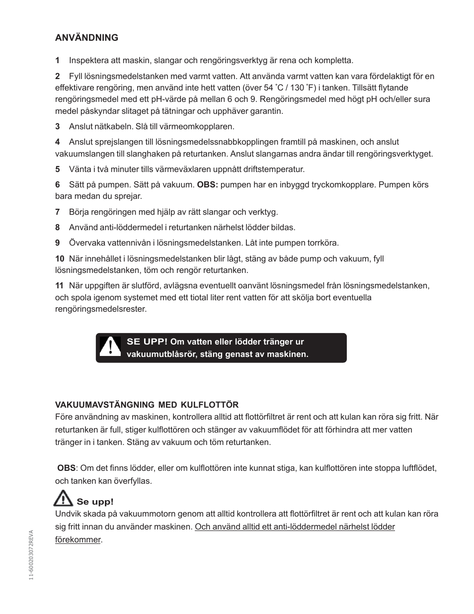 Nilfisk-Advance America MX 307 H User Manual | Page 50 / 72