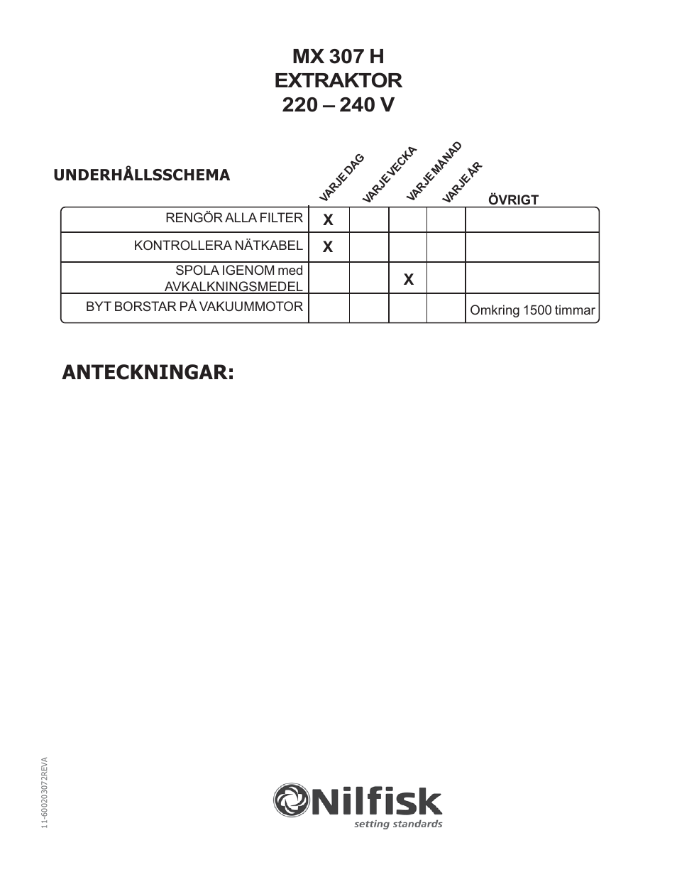 Nilfisk-Advance America MX 307 H User Manual | Page 54 / 72