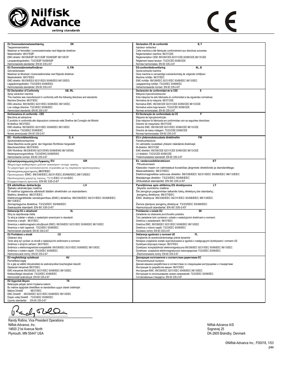 Type: ax310 | Nilfisk-Advance America NILFISK AX 310 User Manual | Page 27 / 28