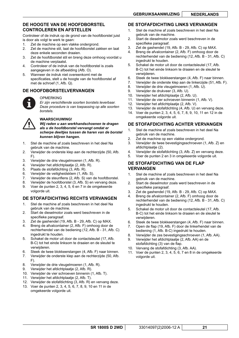 Nilfisk-Advance America SR 1800S 2WD User Manual | Page 101 / 118