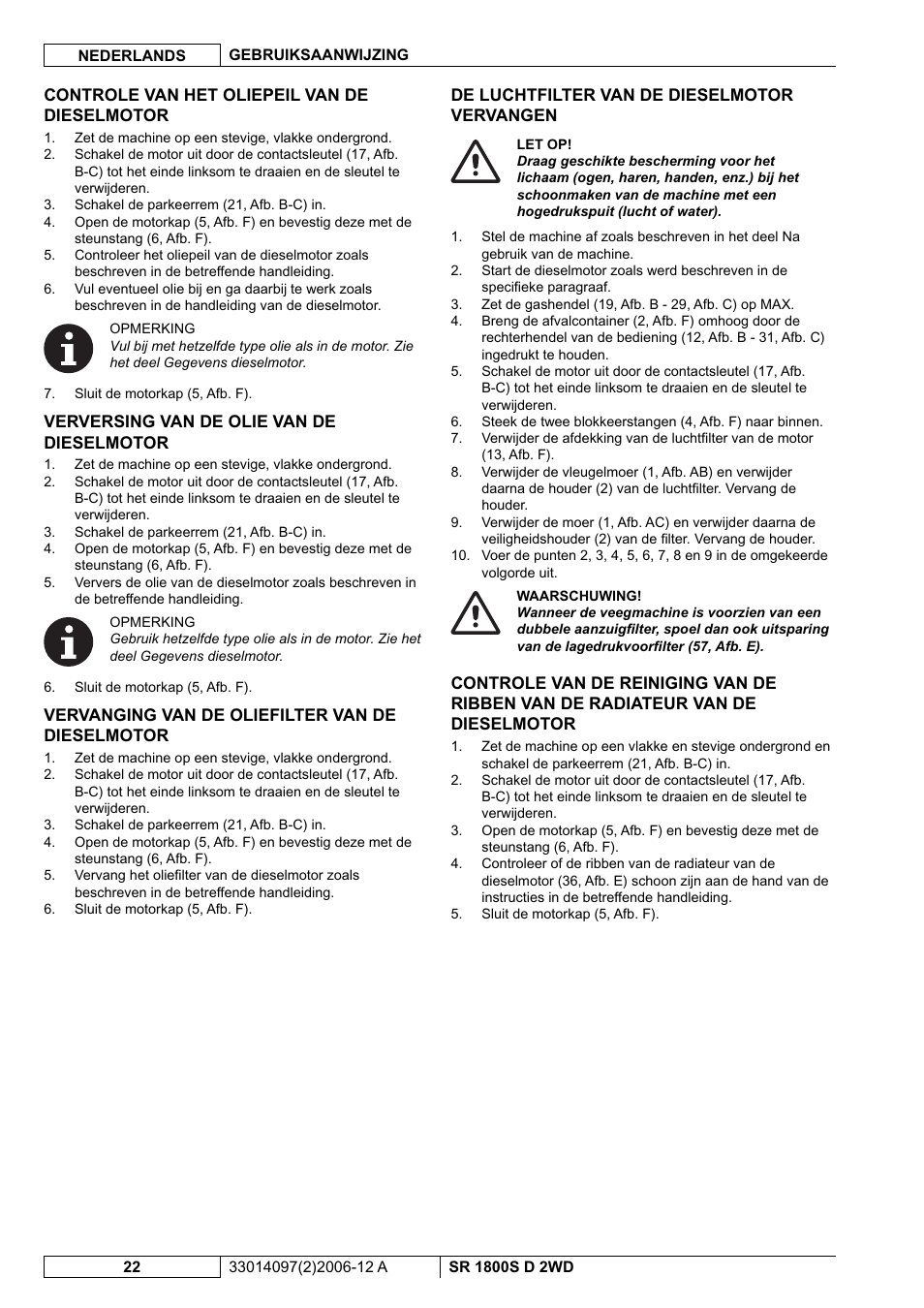 Nilfisk-Advance America SR 1800S 2WD User Manual | Page 102 / 118