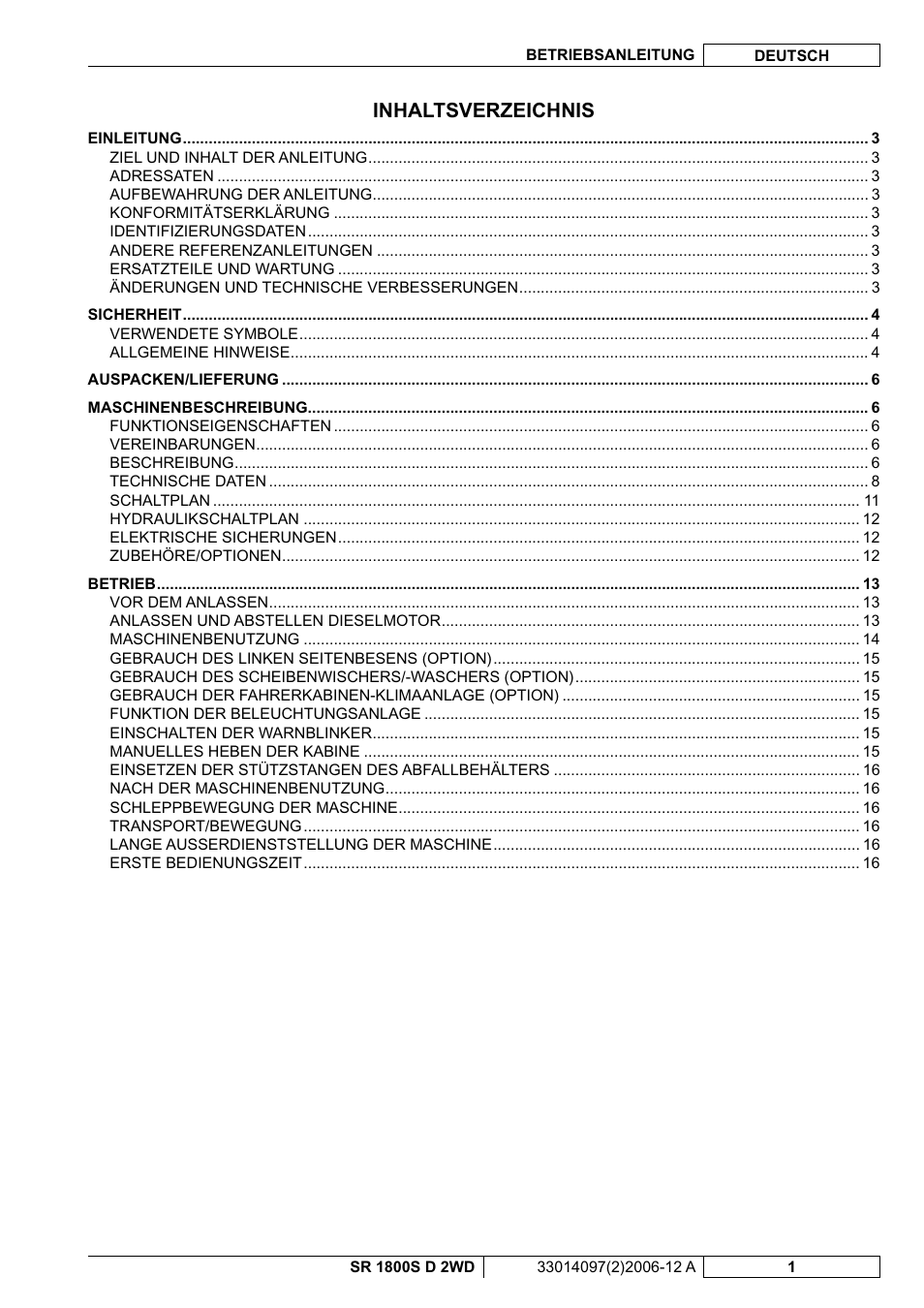 Nilfisk-Advance America SR 1800S 2WD User Manual | Page 3 / 118