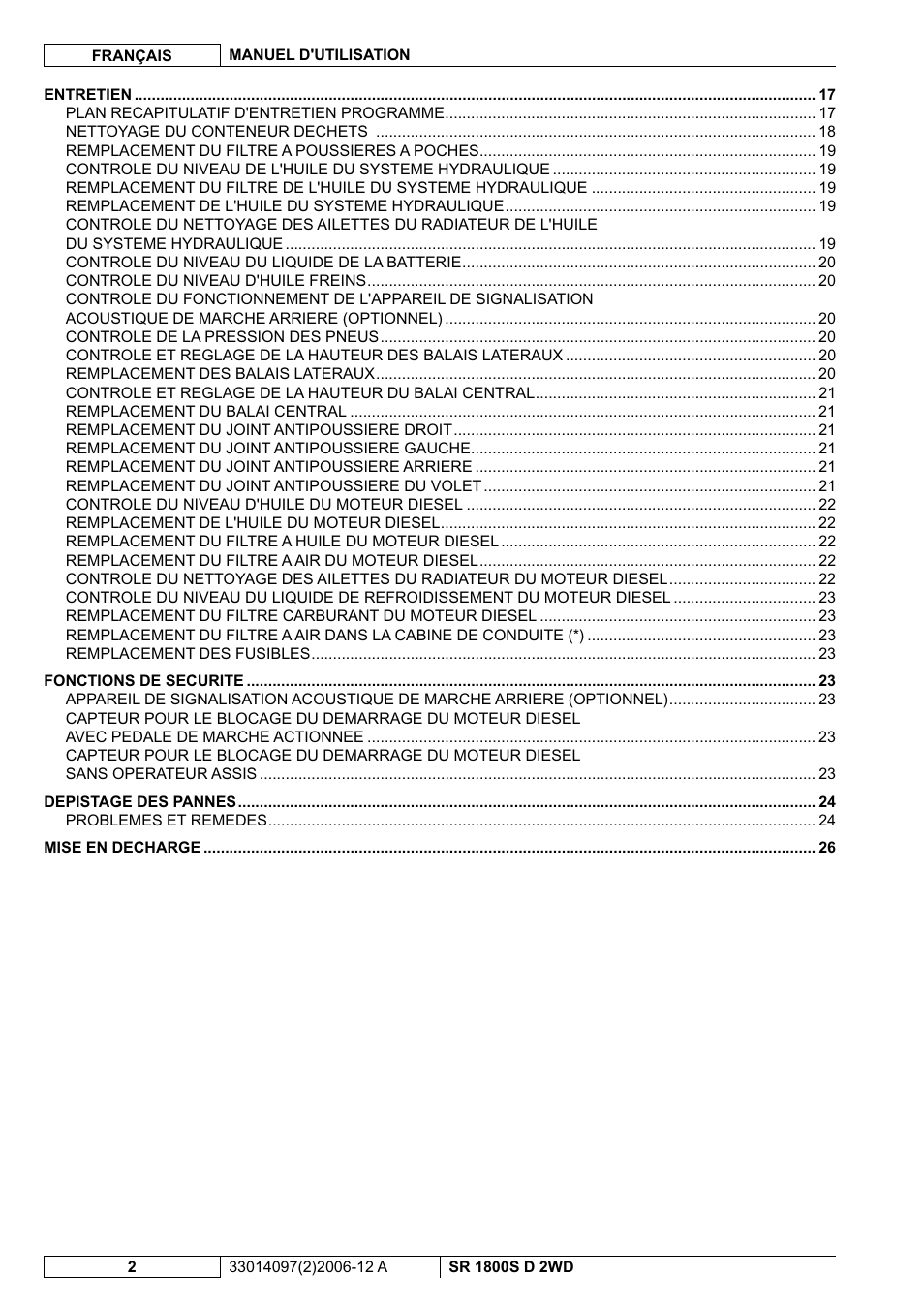 Nilfisk-Advance America SR 1800S 2WD User Manual | Page 30 / 118