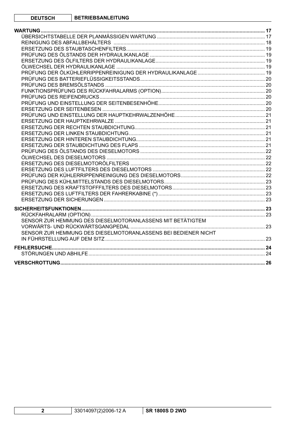 Nilfisk-Advance America SR 1800S 2WD User Manual | Page 4 / 118