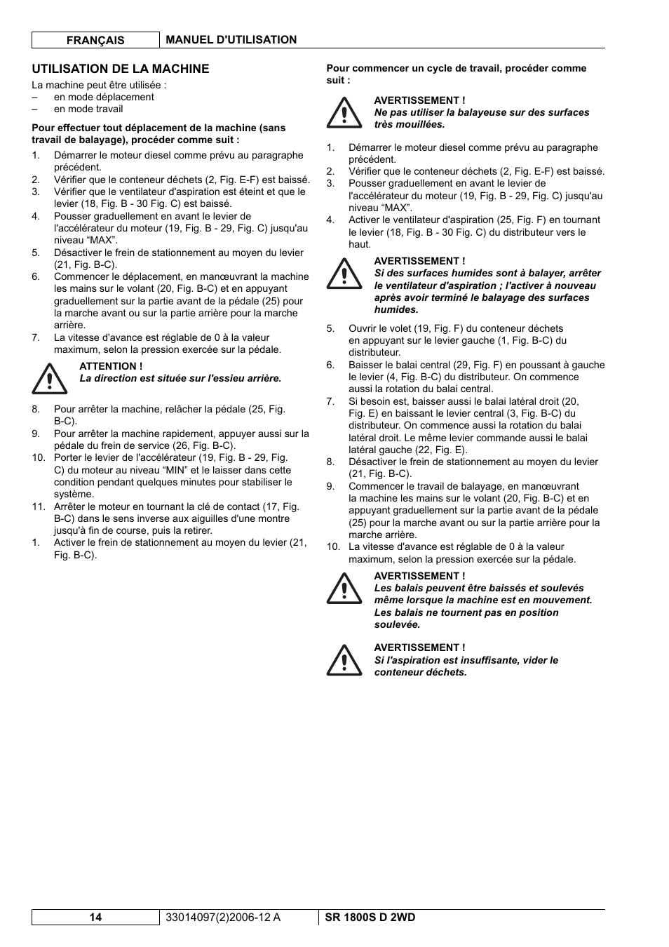 Nilfisk-Advance America SR 1800S 2WD User Manual | Page 42 / 118