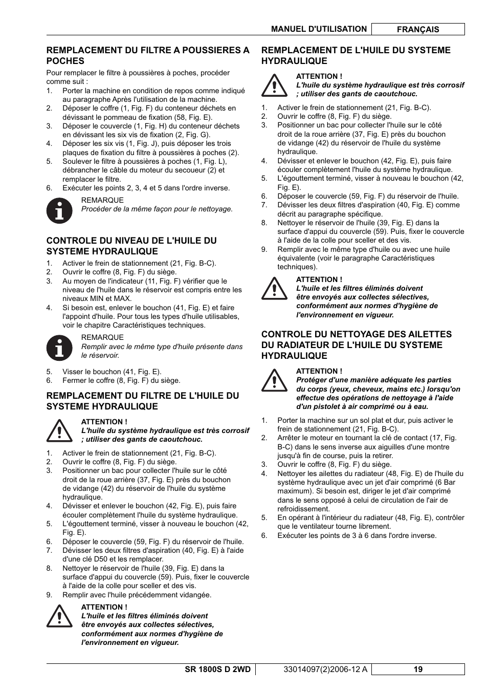 Nilfisk-Advance America SR 1800S 2WD User Manual | Page 47 / 118