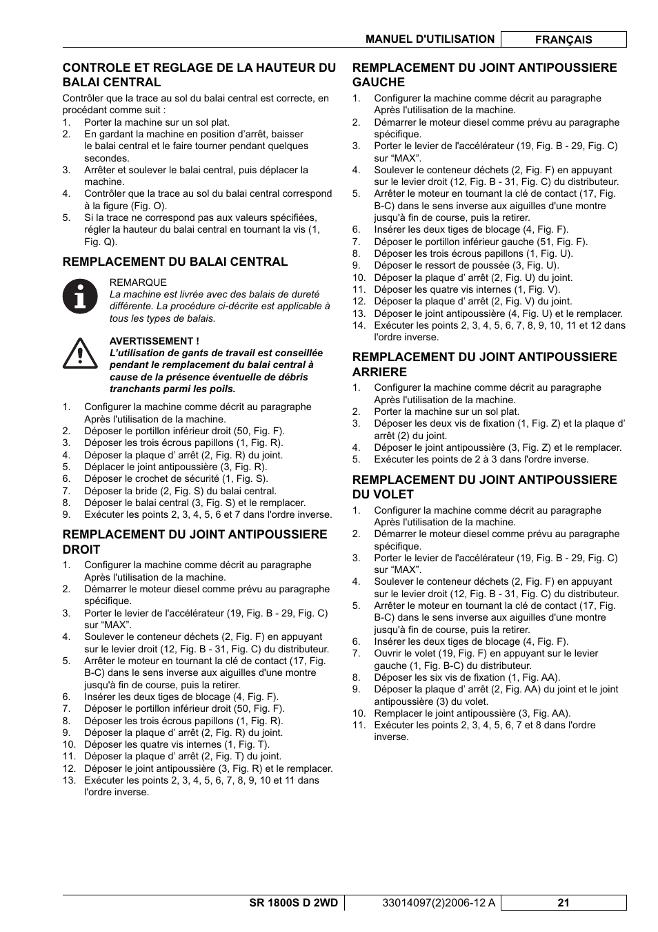 Nilfisk-Advance America SR 1800S 2WD User Manual | Page 49 / 118