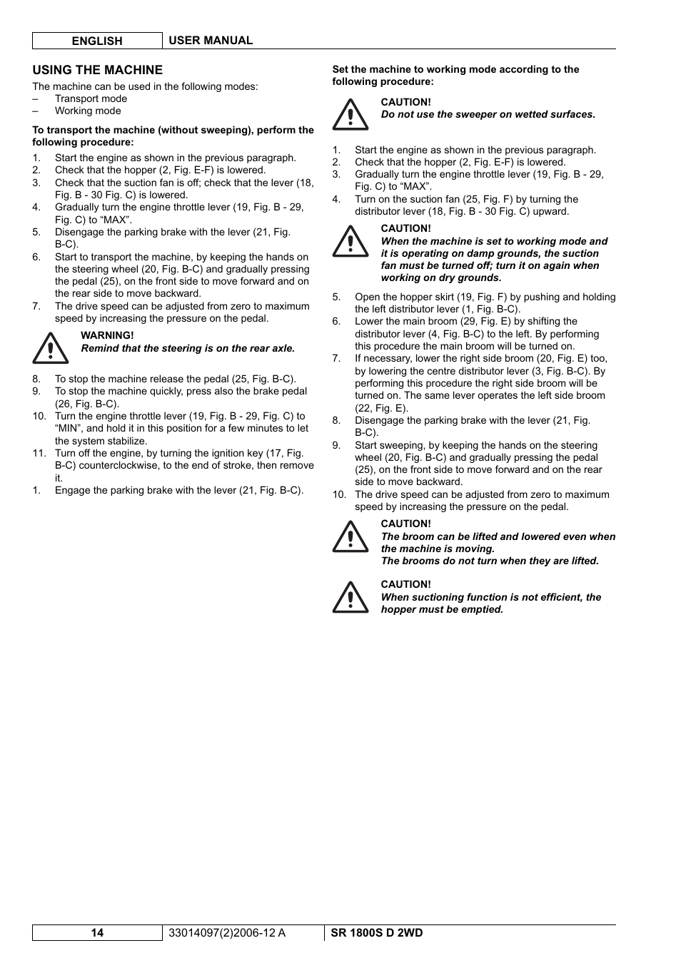 Nilfisk-Advance America SR 1800S 2WD User Manual | Page 68 / 118