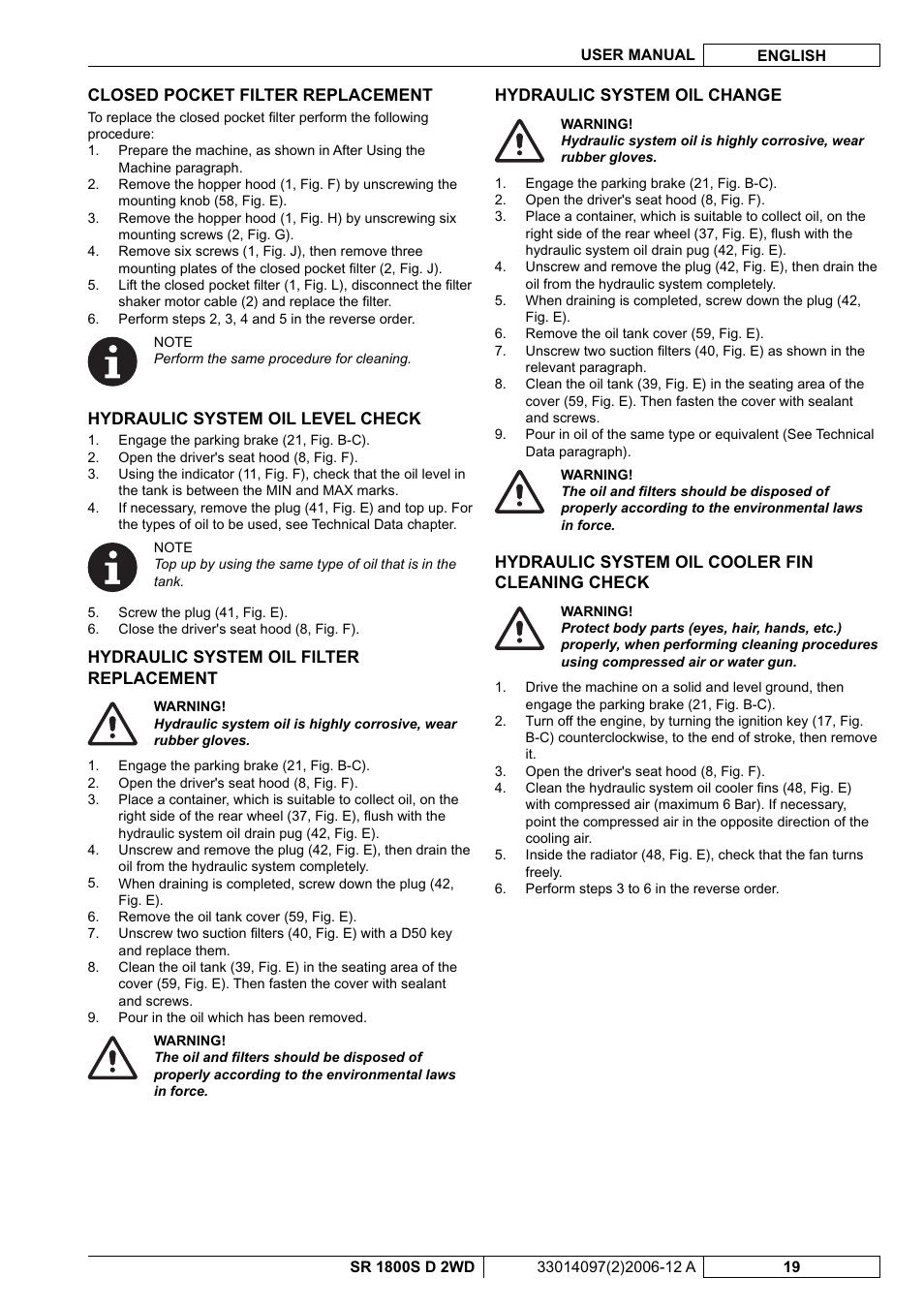 Nilfisk-Advance America SR 1800S 2WD User Manual | Page 73 / 118