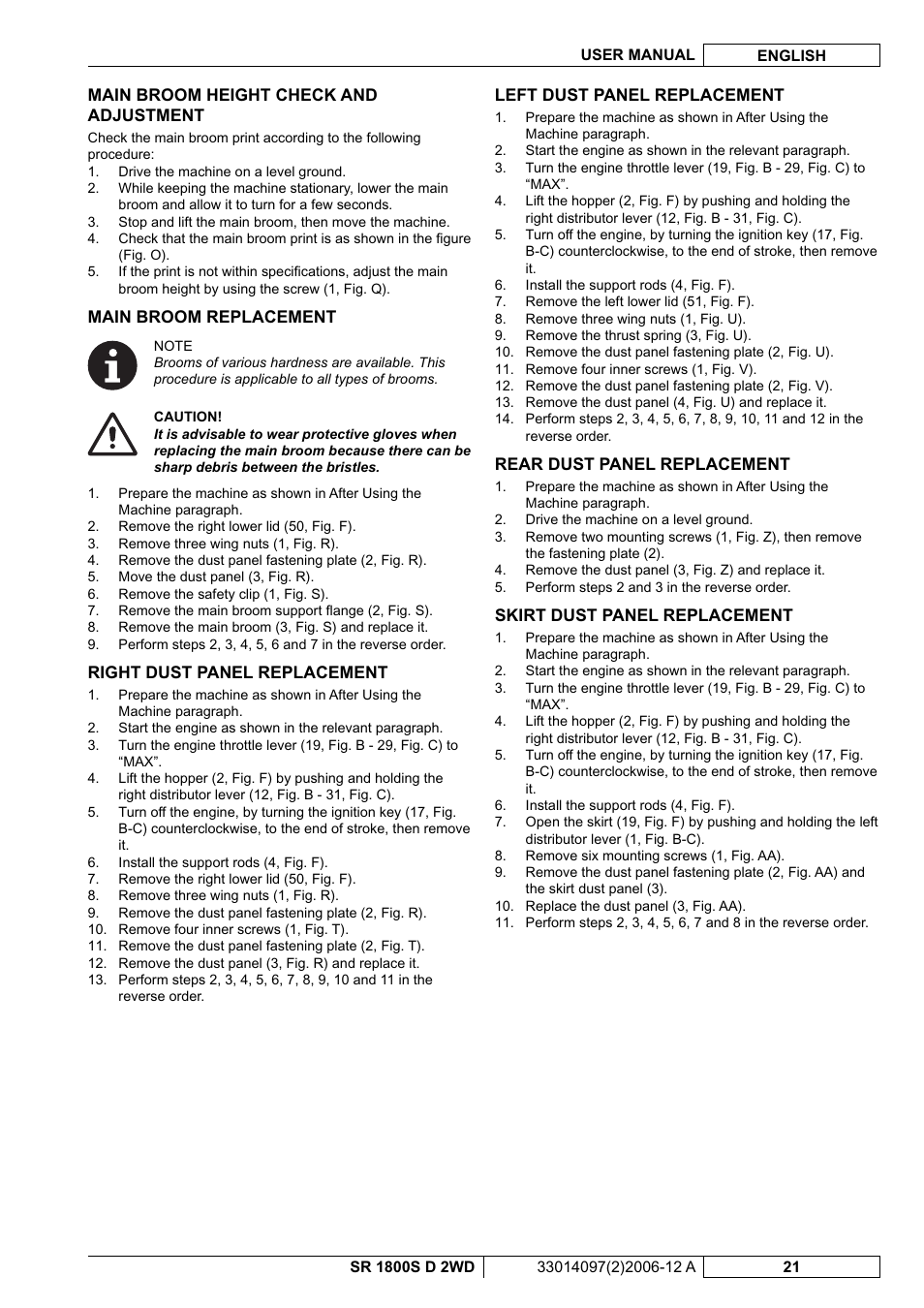 Nilfisk-Advance America SR 1800S 2WD User Manual | Page 75 / 118