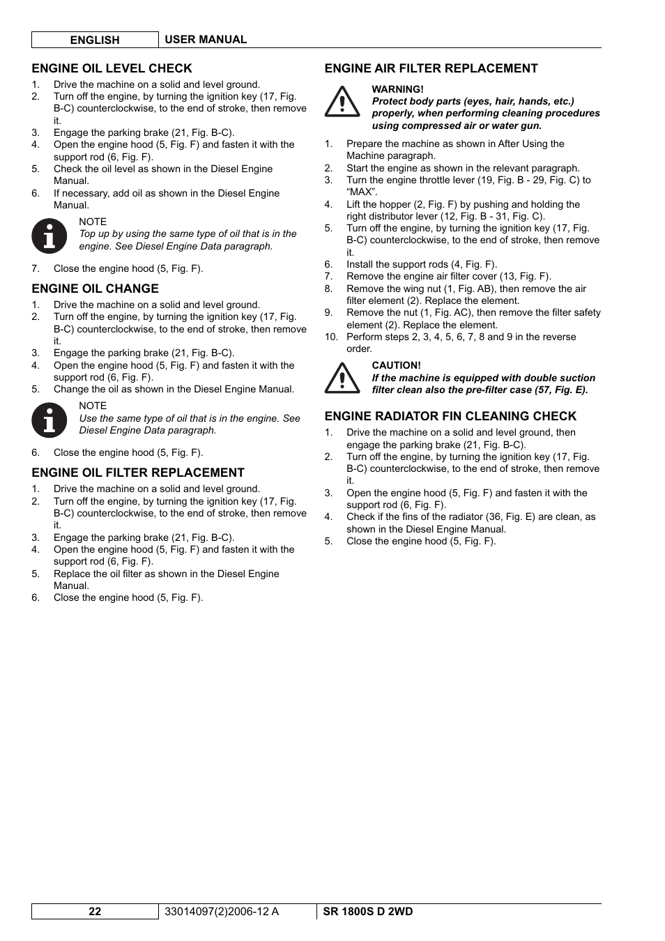 Nilfisk-Advance America SR 1800S 2WD User Manual | Page 76 / 118