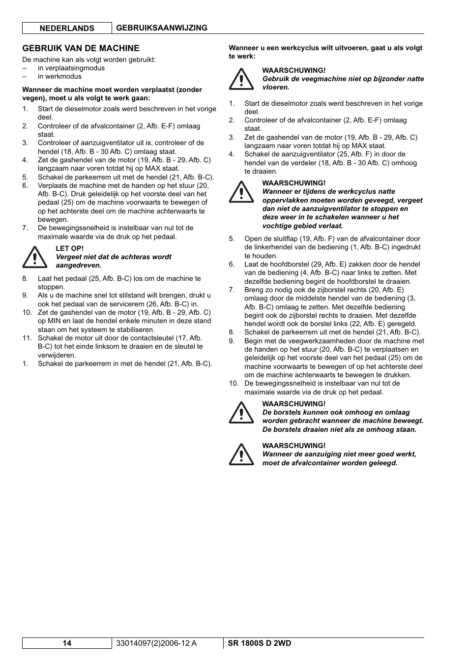 Nilfisk-Advance America SR 1800S 2WD User Manual | Page 94 / 118