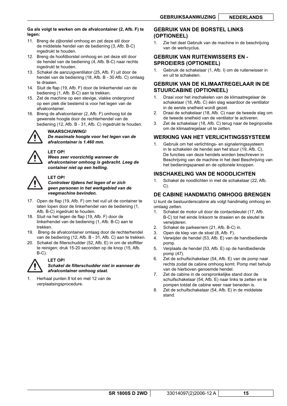 Nilfisk-Advance America SR 1800S 2WD User Manual | Page 95 / 118