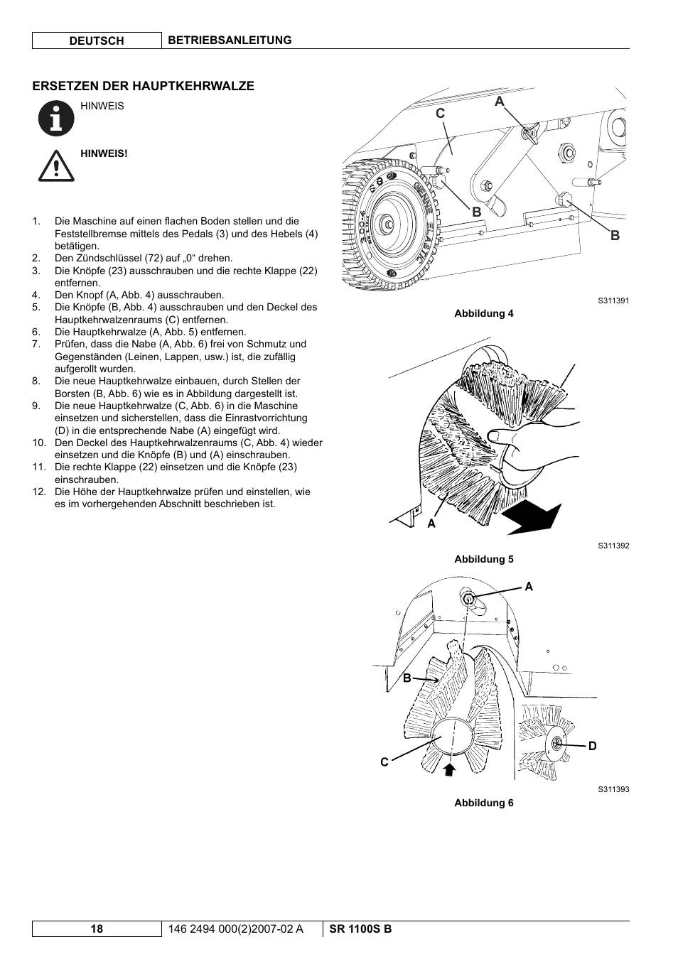 Ab c b | Nilfisk-Advance America SWEEPER SR 1100S B User Manual | Page 20 / 100