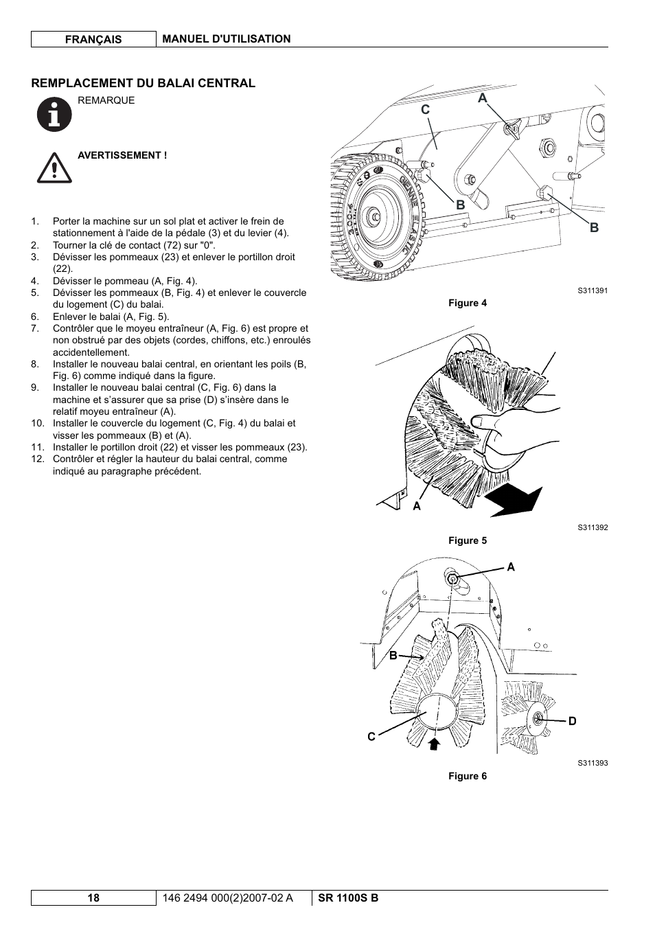 Ab c b | Nilfisk-Advance America SWEEPER SR 1100S B User Manual | Page 44 / 100