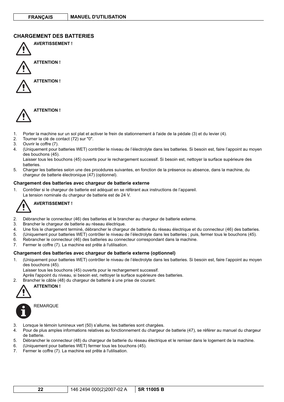 Nilfisk-Advance America SWEEPER SR 1100S B User Manual | Page 48 / 100