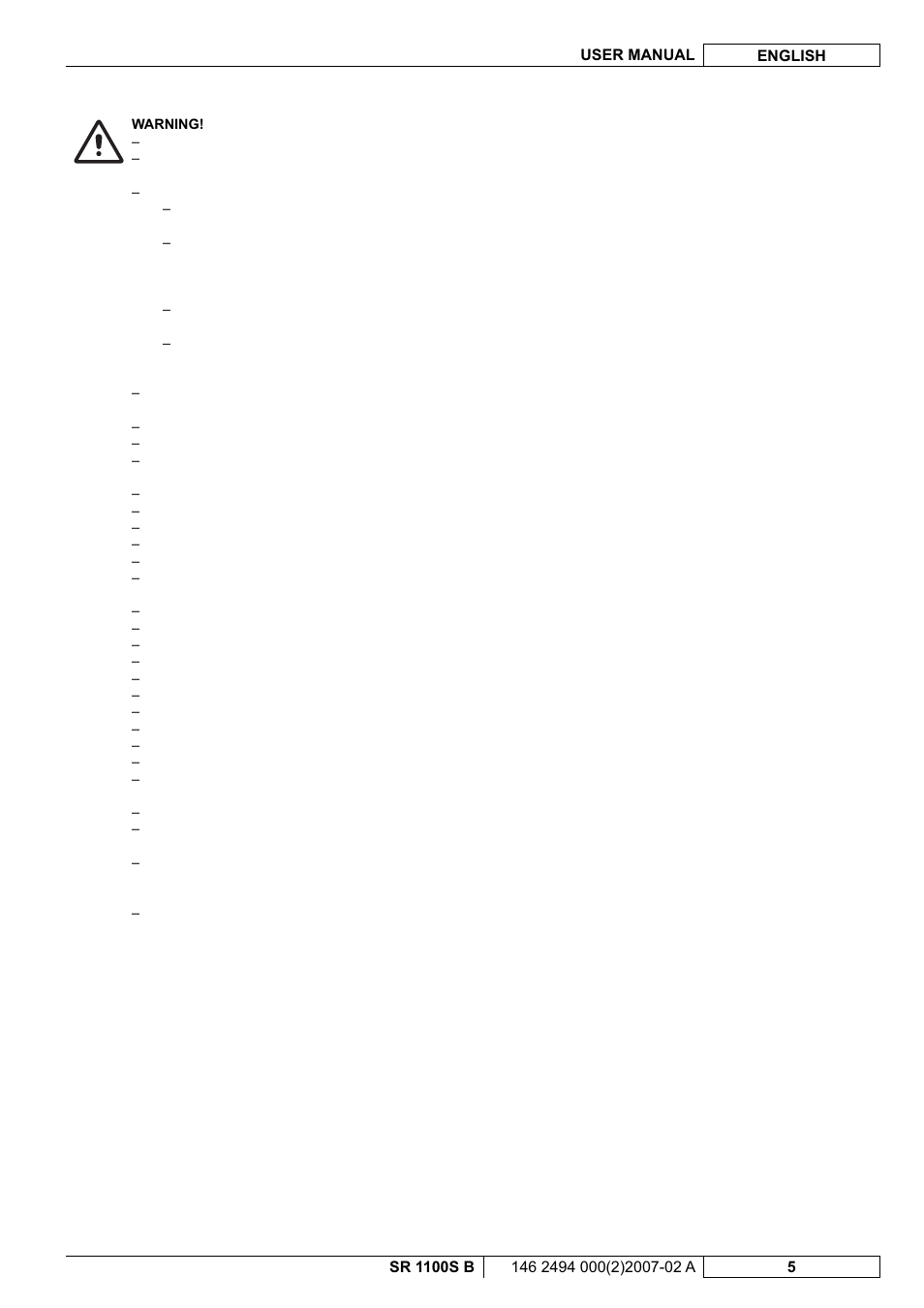 Nilfisk-Advance America SWEEPER SR 1100S B User Manual | Page 55 / 100