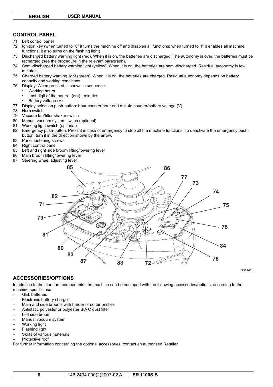 Nilfisk-Advance America SWEEPER SR 1100S B User Manual | Page 58 / 100