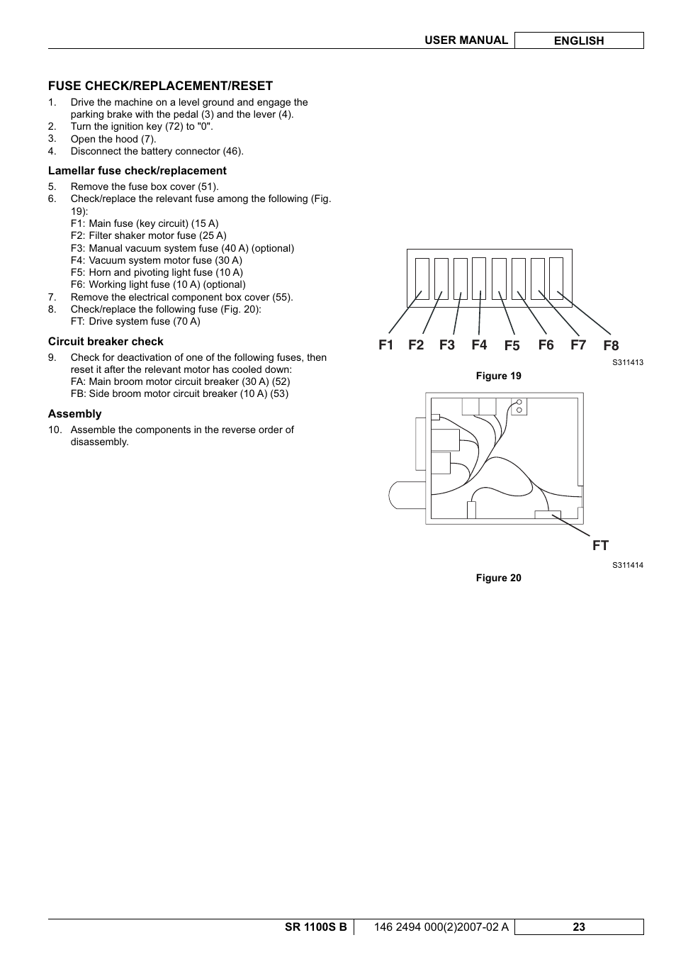 Nilfisk-Advance America SWEEPER SR 1100S B User Manual | Page 73 / 100