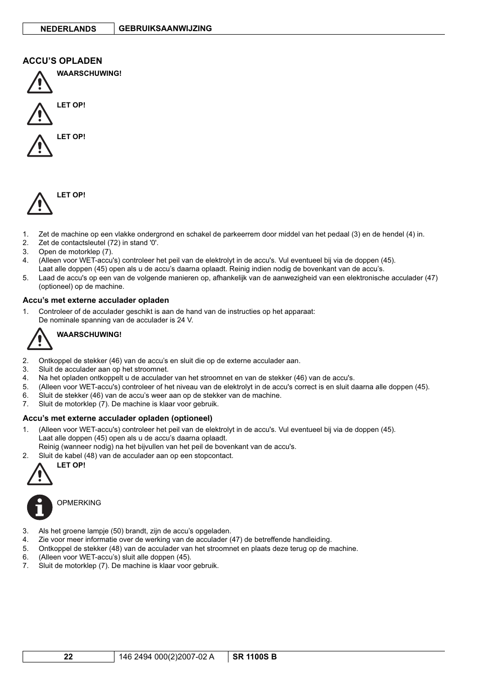 Nilfisk-Advance America SWEEPER SR 1100S B User Manual | Page 96 / 100
