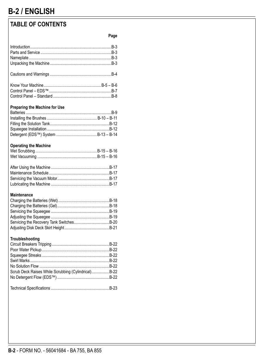 Nilfisk-Advance America 56315047(855 EDS) User Manual | Page 24 / 48