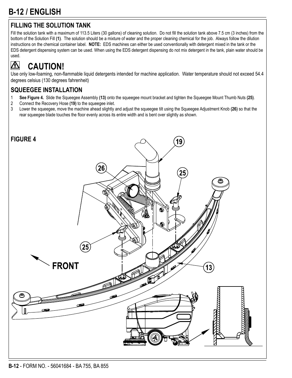 Caution, B-12 / english | Nilfisk-Advance America 56315047(855 EDS) User Manual | Page 34 / 48