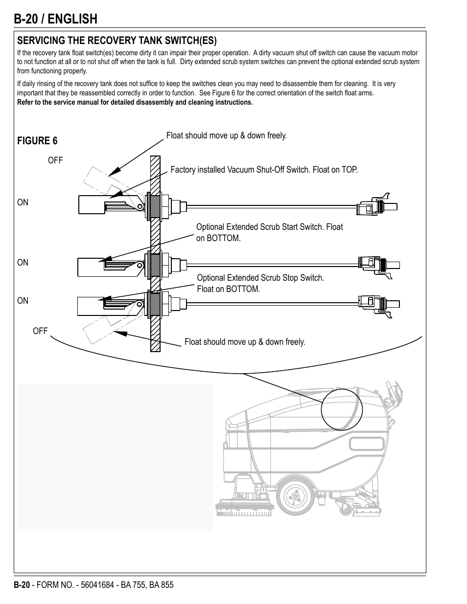 B-20 / english | Nilfisk-Advance America 56315047(855 EDS) User Manual | Page 42 / 48