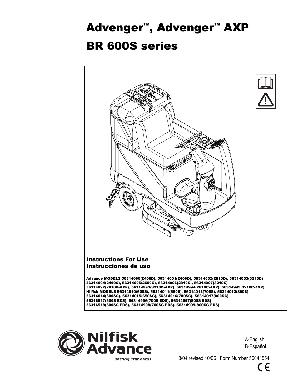 Nilfisk-Advance America Advenger BR 600S Series User Manual | 40 pages