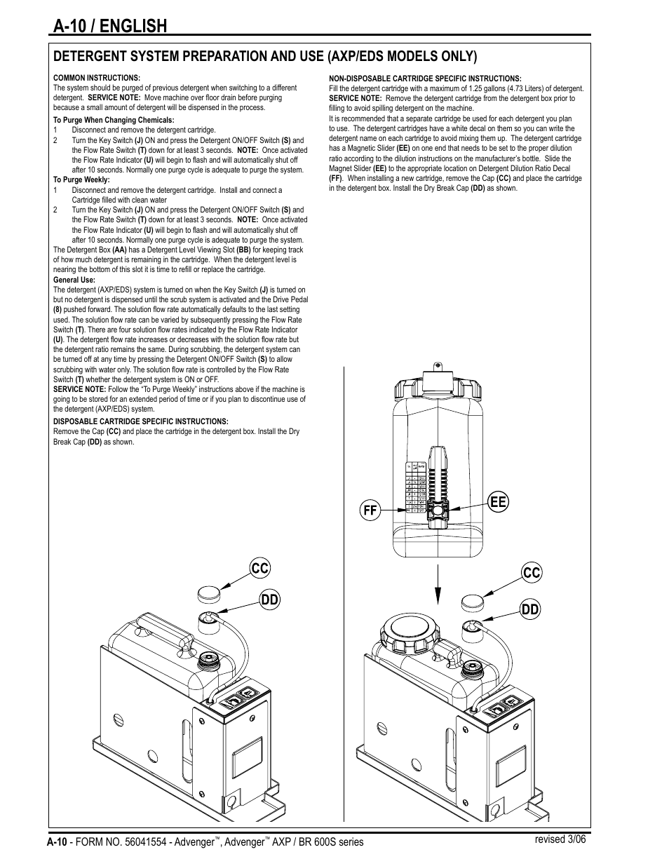 A-10 / english | Nilfisk-Advance America Advenger BR 600S Series User Manual | Page 10 / 40