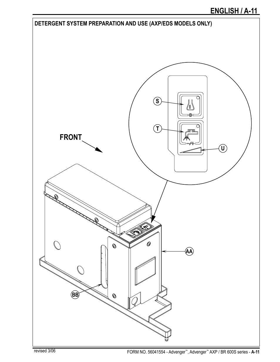 English / a-11, Front | Nilfisk-Advance America Advenger BR 600S Series User Manual | Page 11 / 40