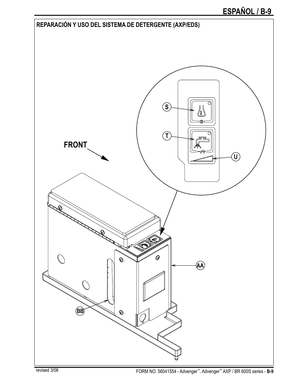 Español / b-9, Front | Nilfisk-Advance America Advenger BR 600S Series User Manual | Page 27 / 40