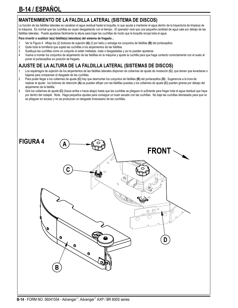 B-14 / español, Figura 4 | Nilfisk-Advance America Advenger BR 600S Series User Manual | Page 32 / 40