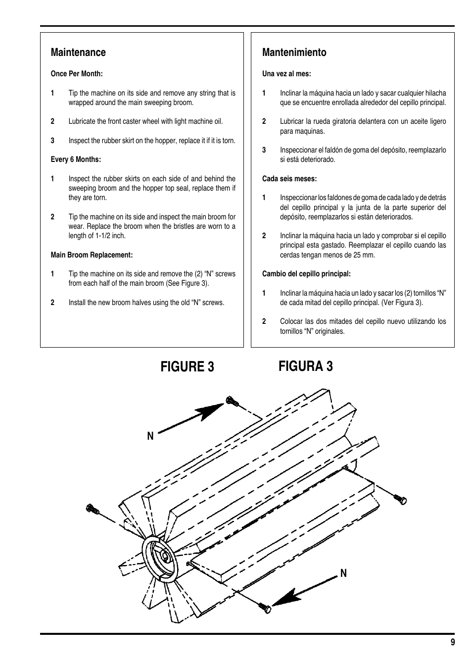 Figura 3 figure 3, Maintenance, Mantenimiento | Nilfisk-Advance America SW 650 User Manual | Page 10 / 12