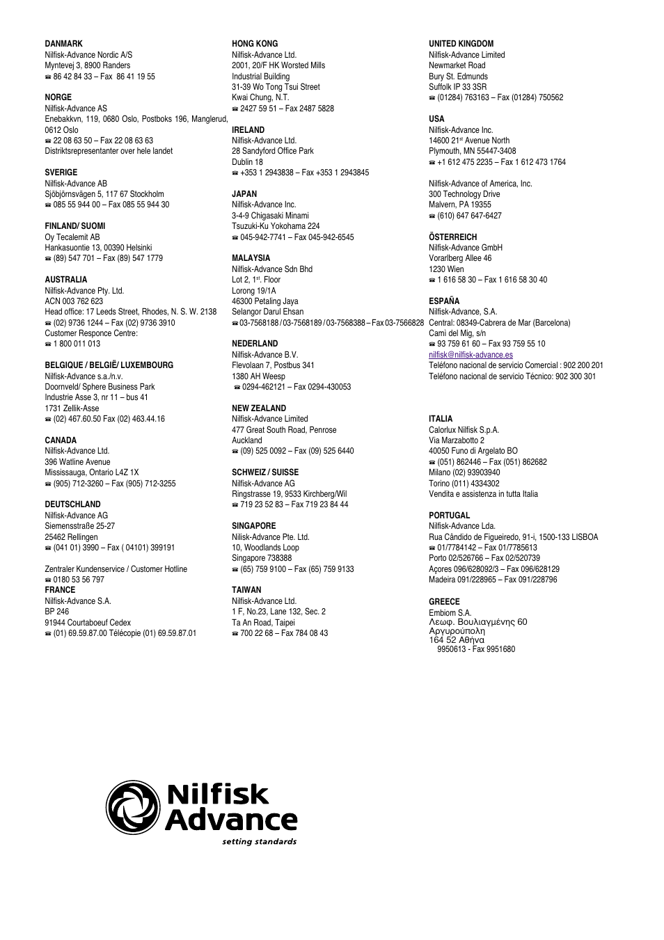 Nilfisk-Advance America SW 650 User Manual | Page 12 / 12