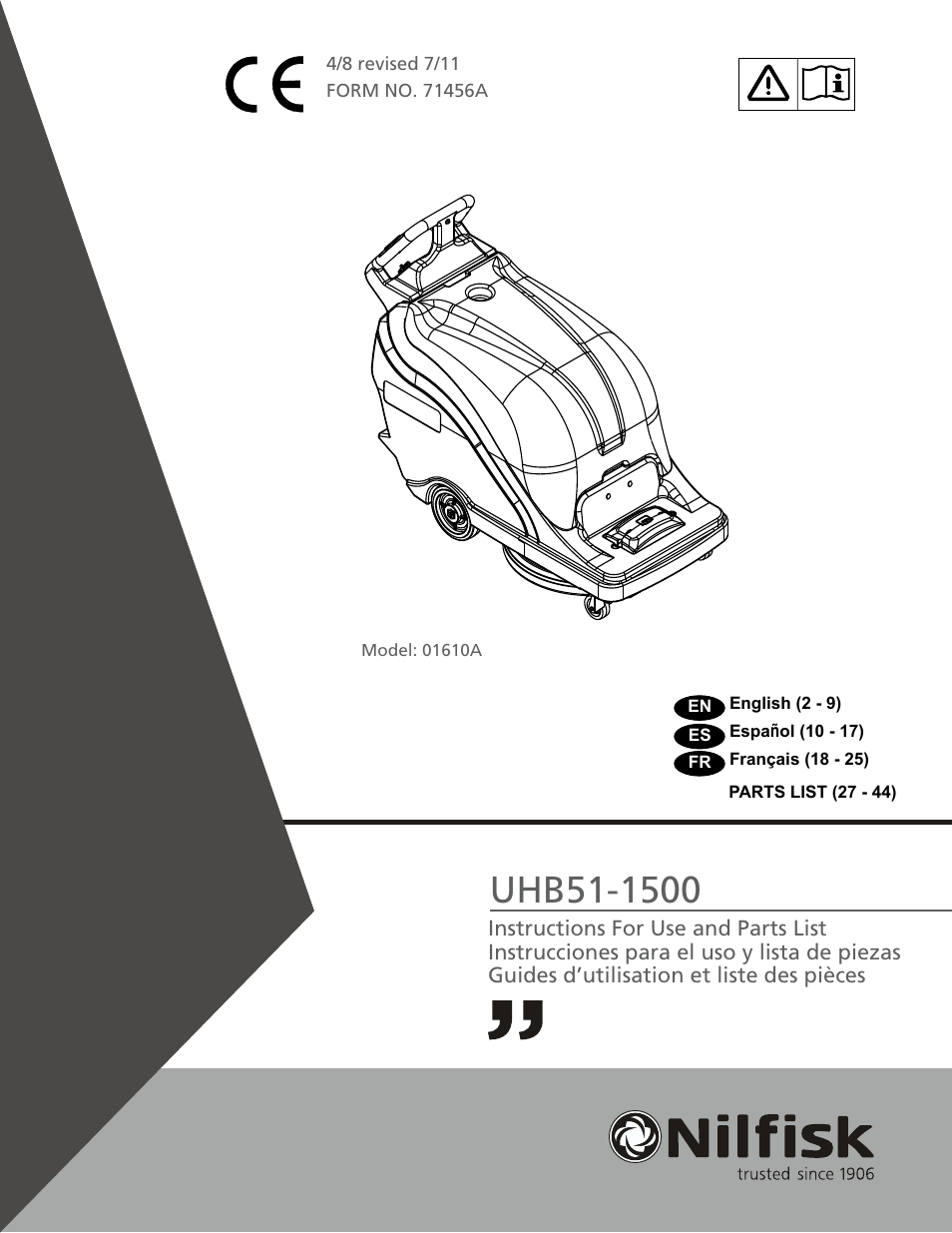 Nilfisk-Advance America 01610A User Manual | 48 pages